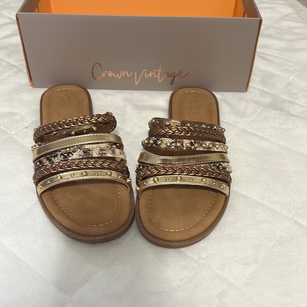 In box Crown vintage Palmita Slide Sandal, Women's Size 8 1/2 M